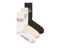 Freizeitsocken JACK & JONES "JACMERRY TENNIS SOCKS 3 PACK", Damen, buttercream pack:weiß, delicioso, Baumwollmischung, bedruckt, normal, Socken (37875556-0) buttercream pack:weiß, delicioso