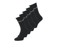 Tennissocken JACK & JONES "JACREGEN TENNIS SOCK 5 PACK NOOS", Herren, schwarz (schwarz pack:schwarz, schwarz, schwarz, schwarz), Baumwollmischung, unifarben, elastisch, Socken Tennissocken, mit Stretc