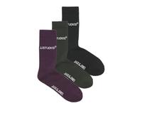 Freizeitsocken JACK & JONES "JACSOHO TENNIS SOCKS 3 PACK NOOS", Herren, schwarz (duffel bag pack:schwarz, plum perfect), Baumwollmischung, unifarben, Socken, mit Logostickerei (29649047-0) duffel bag