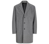 Kurzmantel JACK & JONES "JJEJAMES COAT SN", Herren, Gr. S, grau (dunkelgrau melange), Web, Obermaterial: 100% Polyester, meliert, unifarben, knielang, tiefer V-Ausschnitt, gerader Abschluss, Mäntel Ku