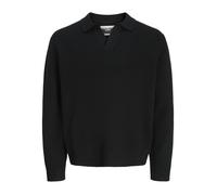 JACK&JONES - JCOCOVER KNIT SPLIT NECK POLO black - Gr. - XL