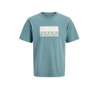 Kurzarmshirt JACK & JONES "JCOFUSION DOTS PRINT TEE SS CREW SN", Jungen, Gr. M, north atlantic, Jersey, Obermaterial: 100% Baumwolle, bedruckt, regular fit normal, Rundhals, Shirts, Baumwolle, regular