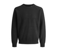 Strickpullover JACK & JONES "JCOFUSION KNIT CREW NECK", Herren, Gr. M, schwarz, Strick, Obermaterial: 88% Polyester, 12% Nylon, unifarben, relaxed fit normal, Rundhals, Rippbündchen, Pullover Strickpu