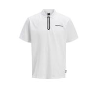 Poloshirt JACK & JONES "JCOFUSION PIQUE POLO SS SN", Herren, Gr. S, weiß (hellweiß), Jersey, Obermaterial: 52% Baumwolle, 44% Polyester, 4% Elasthan, unifarben, modisch, regular fit normal, Kurzarm, S