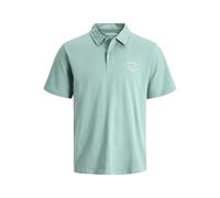 Poloshirt "JJBRANDON POLO SS PLS", Damen, Gr. 4XL, mineral blau, Jersey, Obermaterial: 100% Baumwolle, JACK & JONES PLUSSIZE, bedruckt, regular fit, Shirts (83872424-4XL) mineral blau
