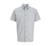Kurzarmhemd JACK & JONES "JJCHAD OXFORD STRIPE SHIRT SS", Herren, Gr. L, N-Gr, ensign blau, Web, Obermaterial: 100% Baumwolle, gestreift, regular fit, Hemden (18600938-L) ensign blau