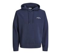Kapuzensweatshirt "JJCOLLEGE LOGO SWEAT HOOD PLS", Herren, Gr. 5XL, navy blazer, Sweatware, Obermaterial: 80% Baumwolle, 20% Polyester, JACK & JONES PLUSSIZE, unifarben, regular fit normal, Rundhals,