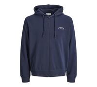 Kapuzensweatjacke JACK & JONES "JJCOLLEGE LOGO SWEAT ZIP HOOD", Herren, Gr. M, navy blazer, Sweatware, Obermaterial: 80% Baumwolle, 20% Polyester, unifarben, relaxed fit normal, Rundhals, Rippbündchen