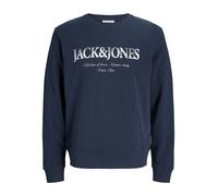 Sweatshirt JACK & JONES "JJDEVIN DAYTONA PRINT SWEAT CREW NECK", Herren, Gr. M, navy blazer, angeraute Sweatware, Obermaterial: 60% Baumwolle, 40% Polyester, bedruckt, regular fit normal, Rundhals, Ri