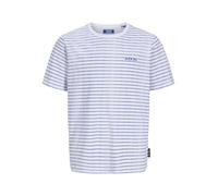T-Shirt JACK & JONES JUNIOR "JJDEVIN DAYTONA STRIPED TEE SS CN JNR", Jungen, Gr. 164, hellweiß stripes:dazzling blau, Single Jersey, Obermaterial: 100% Baumwolle, gestreift, regular fit normal, Rundha