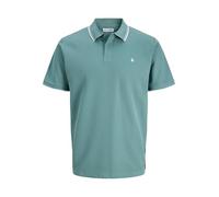 Poloshirt JACK & JONES "JJEAUSTIN POLO SS NOOS", Herren, Gr. XXL, mineral blau detail:play, Jersey, Obermaterial: 58% Polyester, 40% Baumwolle, 2% Elasthan, unifarben, regular fit normal, ohne Ausschn