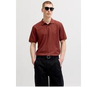 Poloshirt JACK & JONES "JJEAUSTIN POLO SS NOOS", Herren, Gr. XXL, braun (firot brick detail:classic), Jersey, Obermaterial: 58% Polyester, 39% Baumwolle, 3% Elasthan, bestickt, unifarben, regular fit