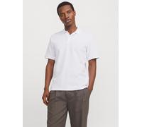 Poloshirt JACK & JONES "JJEAUSTIN POLO SS NOOS", Herren, Gr. XS, weiß (weiß detail:classic), Jersey, Obermaterial: 58% Polyester, 40% Baumwolle, 2% Elasthan, bestickt, unifarben, regular fit normal, o