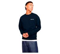 Sweatshirt JACK & JONES "JJEBRADLEY GRAPHIC SWEAT CREW NOOS", Herren, Gr. M, blau (sky captain), angeraute Sweatware, Obermaterial: 100% Baumwolle, bedruckt, relaxed fit taillenbedeckt, Rundhals, Ripp