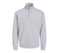 Jack & Jones Sweatshirt JJEBRADLEY HALF ZIP NOOS, Herren, light grau melange, Gr. S, relaxed fit