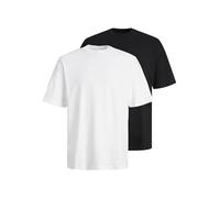 Rundhalsshirt JACK & JONES "JJEBRADLEY TEE SS O-NECK 2PK MP NOOS", Herren, Gr. S, schwarz, Single Jersey, Obermaterial: 100% Baumwolle, unifarben, relaxed fit normal, Rundhals, Shirts Rundhalsshirt, B