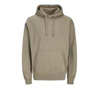 Kapuzensweatshirt JACK & JONES "JJECHARGE FADED SWEAT HOOD NOOS", Herren, Gr. S, silber (silber sage), angeraute Sweatware, Obermaterial: 100% Baumwolle, unifarben, loose fit taillenbedeckt, ohne Auss