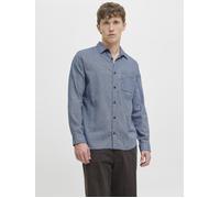 Langarmhemd JACK & JONES "JJECLASSIC MELANGE SHIRT L/S NOOS", Herren, Gr. XL, N-Gr, blau (faded denim), Web, Obermaterial: 100% Baumwolle, modisch, comfort fit, Langarm, Hemden (34027268-XL) faded den