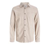 Jack & Jones Langarmhemd JJECLASSIC MELANGE SHIRT L/S NOOS – Herren S, 100% Baumwolle, Oatmeal