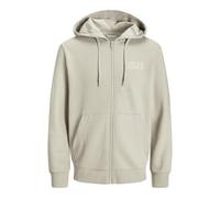 Kapuzensweatjacke JACK & JONES "JJECORP LOGO SWEAT ZIP HOOD", Herren, Gr. XXL, grau (moonbeam detail:small print, moonbeam), angeraute Sweatware, Obermaterial: 70% Baumwolle, 30% Polyester, unifarben,