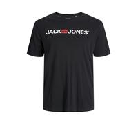 Jack & Jones Herren Designer Rundhals T-Shirt JJECORP Logo Übergrößen Kurzarm Jersey Plus +Size Shirt, Farben:Schwarz, Größe:3XL