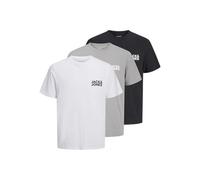Rundhalsshirt JACK & JONES "JJECORP LOGO TEE SS O-NECK 3PK MP NOOS", Herren, Gr. M, ultimate grau pack:ultimate grau (small logo), weiß (small logo), schwarz (small logo), Jersey, Obermaterial: 100% B