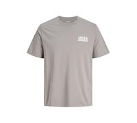 T-Shirt JACK & JONES "JJECORP Herren-Tee mit figurbetonter Silhouette", Herren, Gr. XS, grau (ultimate grau detail:small print), Jersey, Obermaterial: 100% Baumwolle, bedruckt, schmal hüftbedeckend, R