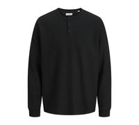 JACK&JONES - JJEDOVER HENLEY LS TEE SN black - Gr. - XXL