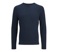 Jack & Jones Strickpullover JJEEMIL Knit Cable Crew Neck Noos – Herren, blau (navy blazer), Gr. S