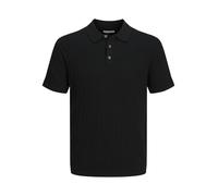 Jack & Jones Slim Fit Strick-Poloshirt mit Zopfmuster Modell 'EMIL' in Black, Größe XL