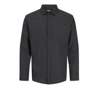 Langarmhemd JACK & JONES "JJEFIELD MELANGE SHIRT LS SN", Herren, Gr. M, N-Gr, schwarz, Web, Obermaterial: 100% Baumwolle, meliert, unifarben, regular fit normal, ohne Ausschnitt, Ärmel mit Ärmelschlit