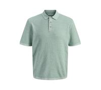 Kurzarmpullover JACK & JONES "JJEGEORGE KNIT POLO SS SN", Herren, Gr. S, granite grün detail:with cloud dancer, Strick, Obermaterial: 85% Baumwolle, 15% Polyester, unifarben, relaxed fit taillenbedeck