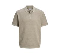 Kurzarmpullover JACK & JONES "JJEGEORGE KNIT POLO SS SN", Herren, Gr. S, weiß (coriander detail:with cloud dancer), Strick, Obermaterial: 85% Baumwolle, 15% Polyester, unifarben, relaxed fit taillenbe