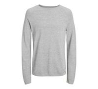 Rundhalspullover JACK & JONES "JJEHILL KNIT CREW NECK NOOS", Herren, Gr. M, grau (light grau melange), Strick, Obermaterial: 100% Baumwolle, meliert, regular fit normal, Rundhals, gerader Abschluss, P