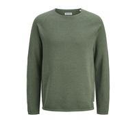 Rundhalspullover JACK & JONES "JJEHILL KNIT CREW NECK NOOS", Herren, Gr. XL, laurel wreath detail:twist, Strick, Obermaterial: 100% Baumwolle, unifarben, modisch, regular fit taillenbedeckt, Rundhals,