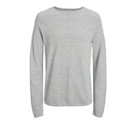 Rundhalspullover JACK & JONES "JJEHILL Einfarbiger Pullover mit angenehmem Tragegefühl", Herren, Gr. XS, grau (light grau melange), Obermaterial: 100% Baumwolle, meliert, schmal, Rundhals, Bündchen, P