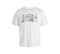 Kurzarmshirt JACK & JONES "JJEJEFF LOGO TEE SS SN", Herren, Gr. S, weiß, Jersey, Obermaterial: 100% Baumwolle, bedruckt, normal, Shirts Kurzarmshirt, mit Logoprint (96124811-S)