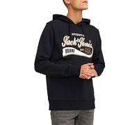 JACK & JONES Herren Hoodie Kapuzenpullover JJELOGO - Regular Fit S M L XL XXL, Größe:L, Farbe:Black 12233597