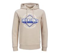 JACK & JONES Herren Kapuzen-Pullover Baumwoll-Pullover mit JACK & JONES Authentic Denim Schriftzug Langarm-Shirt 12255617 Beige M