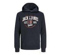 Kapuzensweatshirt JACK & JONES "JJELOGO SWEAT HOOD 2 COL 24/25 NOOS" Gr. M, blau (dark navy) Herren Sweatshirts (37530018-M) dark navy