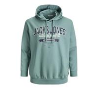 Hoodie "JJELOGO SWEAT HOOD 2 COL 24/25 NOOS PLS", Herren, Gr. 5XL, mineral blau, angeraute Sweatware, Obermaterial: 70% Baumwolle, 30% Polyester, JACK & JONES PLUSSIZE, regular fit normal, ohne Aussch