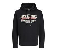 Jack & Jones PlusSize "JJELOGO SWEAT HOOD 2 COL 24/25 NOOS PLS", mit Logo Frontprint (11345207-5XL) schwarz detail:aw25