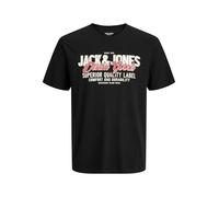 Jack & Jones T-Shirt Jjelogo Rundhals Kurzarm Herren Schwarz Größe M