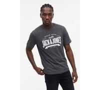 Jack & Jones "JJELOGO TEE SS O-NECK 2 COL AW26 SN" Baumwolle, regular fit (28045416-M) dunkelgrau melange