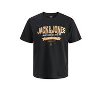 Rundhalsshirt JACK & JONES "JJELOGO TEE SS O-NECK 2 COL SS26 SN", Herren, Gr. XS, schwarz, Jersey, Obermaterial: 100% Baumwolle, bedruckt, unifarben, Rundhals, Shirts Rundhalsshirt, mit Grafikprint (1