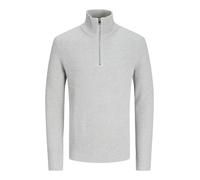 JACK&JONES - JJEPERFECT KNIT HALF ZIP SN light grey melange - Gr. - XXL