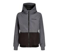 Outdoorjacke JACK & JONES JUNIOR "JJERUSH wasserabweisend, mit Kapuze, mattes Finish", Jungen, Gr. 176, turbulence detail:schwarz, weiß blocking, Web, Obermaterial: 100% Polyester, normal normal, Bünd