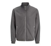 Blouson JACK & JONES "JJERUSH HARRINGTON BOMBER NOOS", Herren, Gr. S, grau (castlerock), Web, Obermaterial: 100% Polyester, unifarben, modisch, regular fit taillenbedeckt, ohne Ausschnitt, Langarm Rip