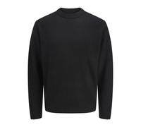 Strickpullover JACK & JONES "JJESOHO OLLIE KNIT CREW NECK SN", Herren, Gr. M, schwarz, Strick, Obermaterial: 51% Polyester, 41% Polyacryl, 5% Wolle, 3% Elasthan, unifarben, modisch, relaxed fit normal