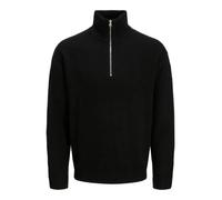 Troyer JACK & JONES "JJESOHO OLLIE KNIT HALF ZIP SN", Herren, Gr. M, schwarz, Strick, Obermaterial: 51% Polyester, 41% Polyacryl, 5% Wolle, 3% Elasthan, unifarben, relaxed fit, hoch geschlossener Auss